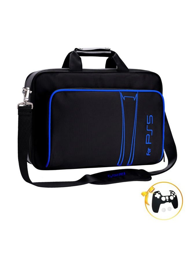 G-STORY PS5 Case, Carrying Case Travel Bag for PS5, Storage Bag Compatible PS5 and PS5 Digital Edition with Shockproof Compartments, Included Silicone Cover Skin Protector (Blue Color) - Image 4