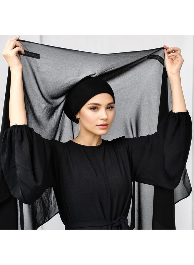 وشاح حجاب شيفون مغناطيسي للنساء، وشاح رأس بسحّاب سريع الإغلاق، غطاء رأس مسلم قابل للتنفس مع غطاء داخلي - Image 1
