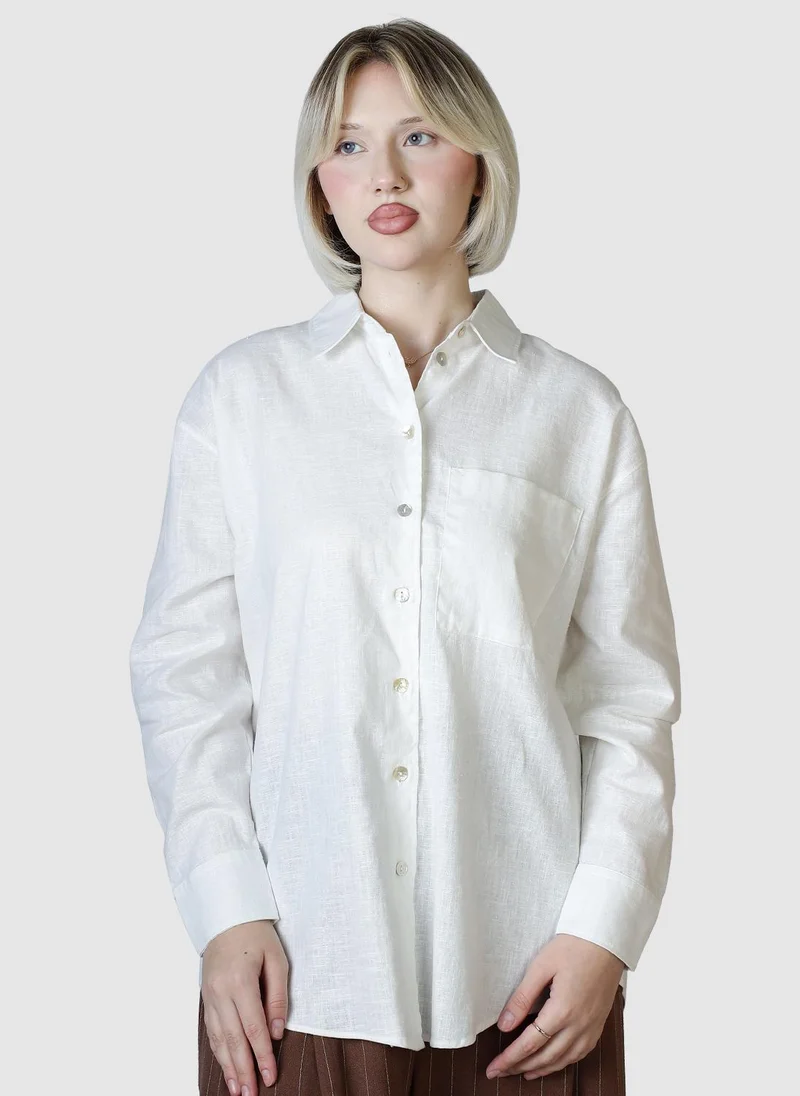 جيمي لي بوند Linen Regular Fit Button Down Shirt