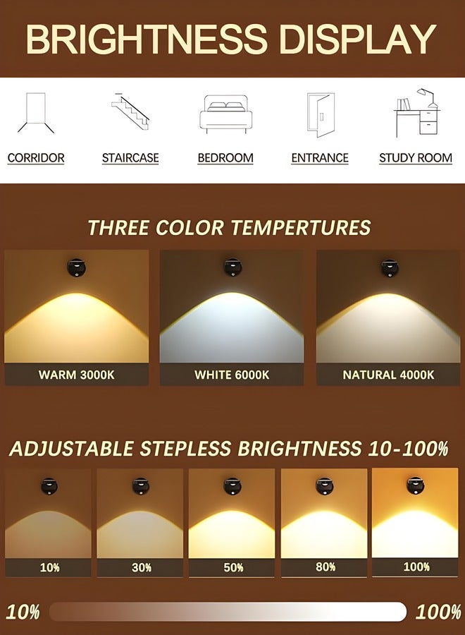 Rechargeable LED Wall Light With Remote Control 360 Degree Rotation Battery Powered Stick On Picture Lighting For Art Display Bedroom Hallway No Wiring Needed Motion Sensor Light - Image 2