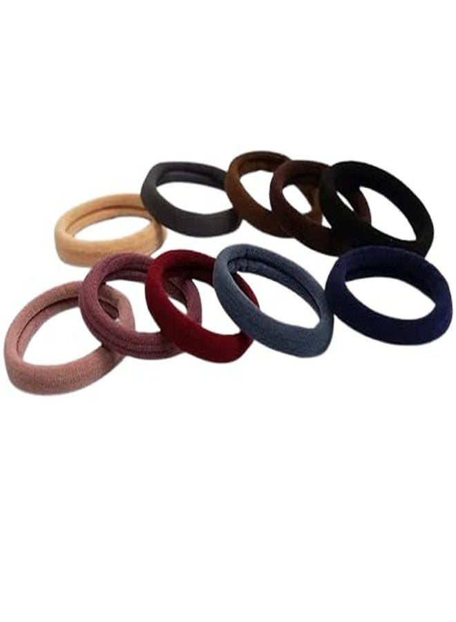 SMART VILLA TRADERS Multi-Color Elastic Cotton Hair Ties | Stretch Hair Bands For Women & Girls | Black & Color Ponytail Holders For All Hair Types, Everyday Use Pack of 10 - Image 1
