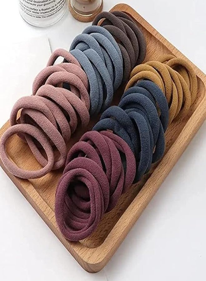 SMART VILLA TRADERS Multi-Color Elastic Cotton Hair Ties | Stretch Hair Bands For Women & Girls | Black & Color Ponytail Holders For All Hair Types, Everyday Use Pack of 10 - Image 2