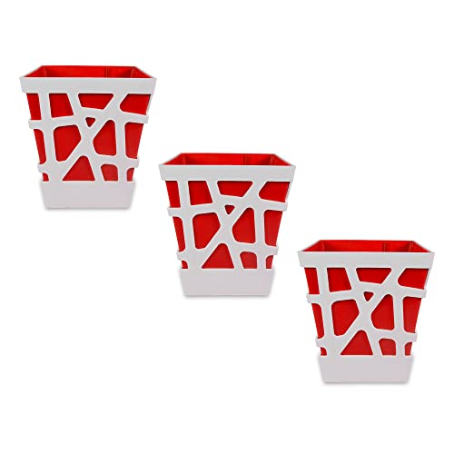 Sharpex Self-Watering Mosaic Pot Planter | Lightweight Decorative Indoor/Outdoor Planters for House Plants (Aloe, Pothos, Snake Plants) | Large Red (Pack of 3) - Image 1