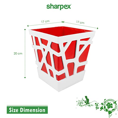 Sharpex Self-Watering Mosaic Pot Planter | Lightweight Decorative Indoor/Outdoor Planters for House Plants (Aloe, Pothos, Snake Plants) | Large Red (Pack of 3) - Image 2