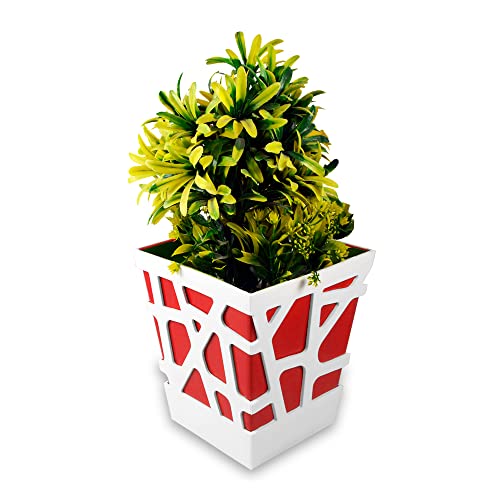 Sharpex Self-Watering Mosaic Pot Planter | Lightweight Decorative Indoor/Outdoor Planters for House Plants (Aloe, Pothos, Snake Plants) | Large Red (Pack of 3) - Image 3