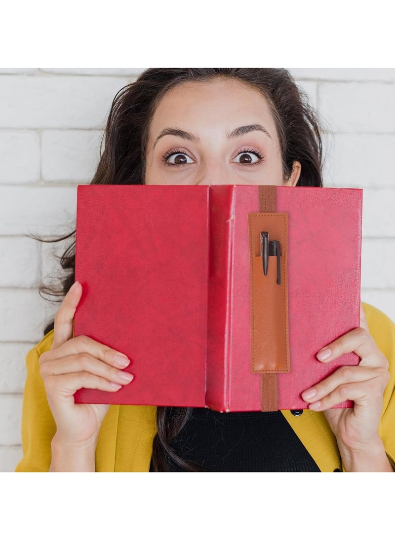 Loquat 4pcs Adjustable Pen Holder Elastic Band, Detachable PU Leather Pen Sleeve Pouch Journal Pencil Holder for Notebook, Planners, Binders and Books (4 Colors) - Image 5