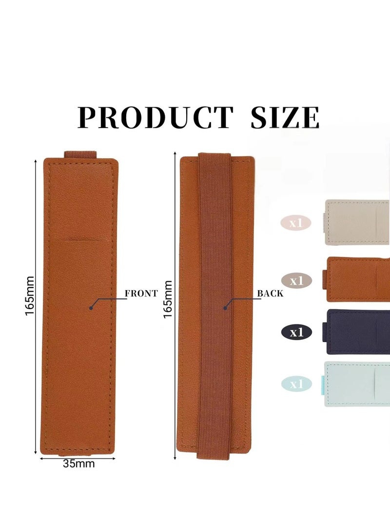 Loquat 4pcs Adjustable Pen Holder Elastic Band, Detachable PU Leather Pen Sleeve Pouch Journal Pencil Holder for Notebook, Planners, Binders and Books (4 Colors) - Image 2
