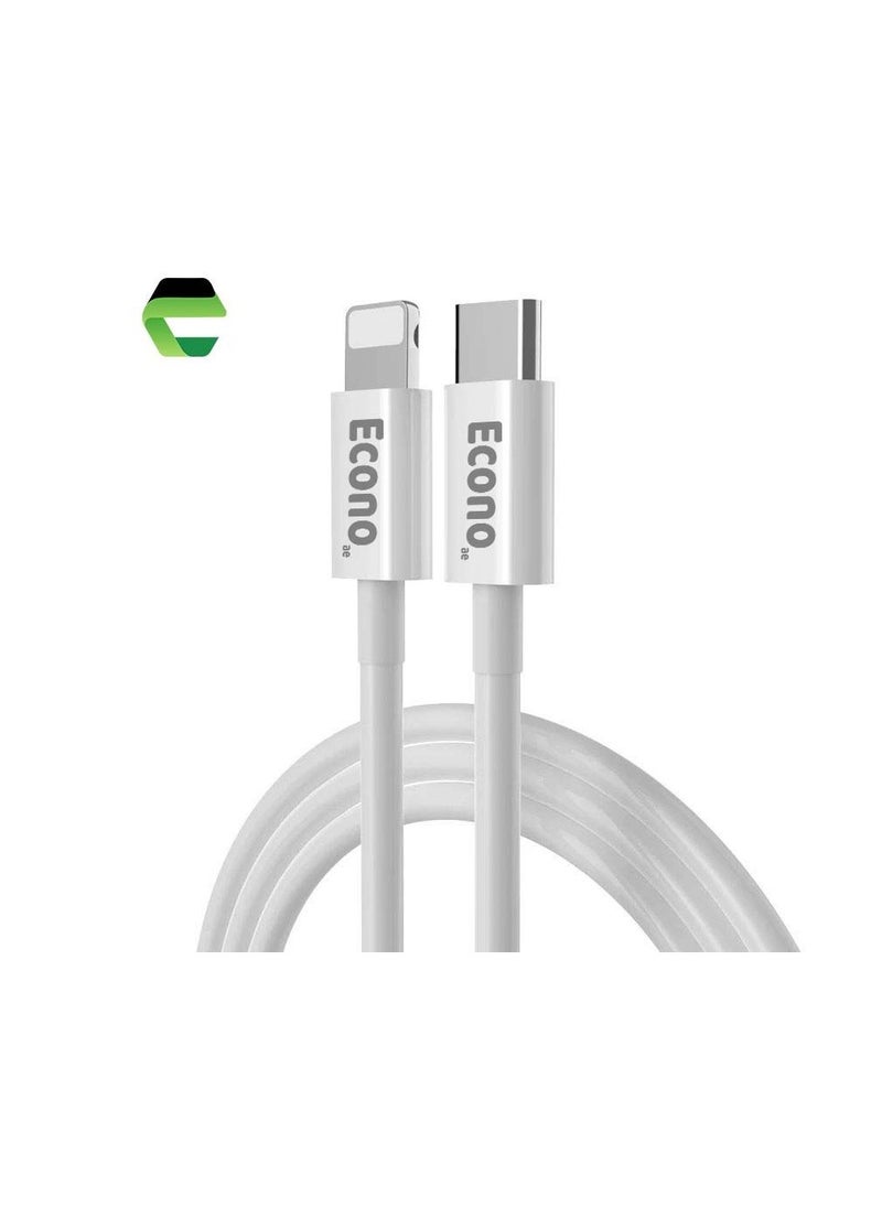 ECONO - iPhone Charger Cable 1M USB C to Lightning Cable Fast Charging, Lightning Cable MFi-Certified 20W Fast PD Charge for iPhone 14/14 Pro/14 Plus/14 Pro Max, iPad Pro, iPhone 8-13 White - Image 1
