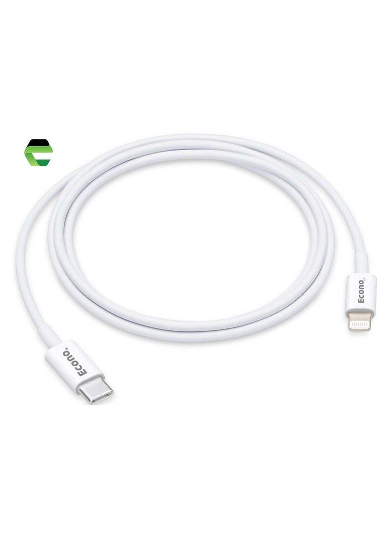 ECONO - iPhone Charger Cable 1M USB C to Lightning Cable Fast Charging, Lightning Cable MFi-Certified 20W Fast PD Charge for iPhone 14/14 Pro/14 Plus/14 Pro Max, iPad Pro, iPhone 8-13 White - Image 1