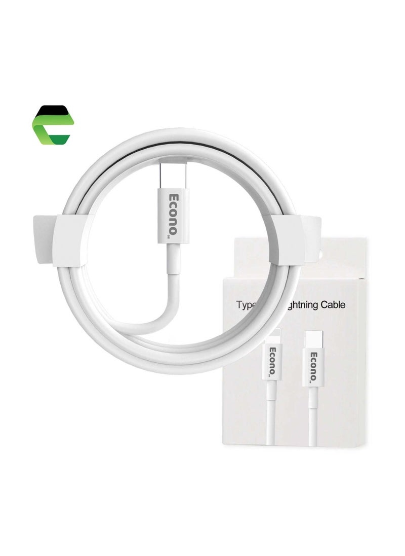 ECONO - iPhone Charger Cable 1M USB C to Lightning Cable Fast Charging, Lightning Cable MFi-Certified 20W Fast PD Charge for iPhone 14/14 Pro/14 Plus/14 Pro Max, iPad Pro, iPhone 8-13 White - Image 1