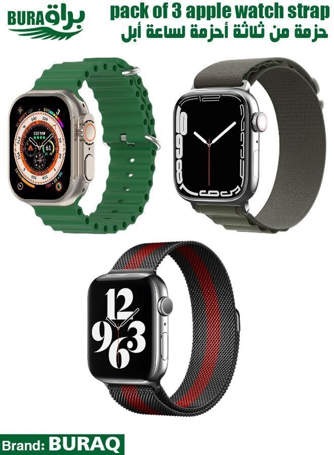 BURAQ Apple Watch Band Strap For Apple Watch Ultra 2/Ultra 49mm, Series 10 46mm, 9/8/7 45mm, SE2/SE/6/5/4 44mm, 3/2/1 42mm 