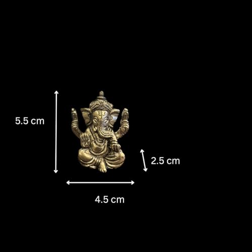 Laya-The Handicrafts Gallery Laya 100% Pure Brass Ganesha Idol | Small Sitting Ganesha Idol for Home Decor, Pooja, Gifting & Car Dashboard | Brass Ganesha Statue - Image 4