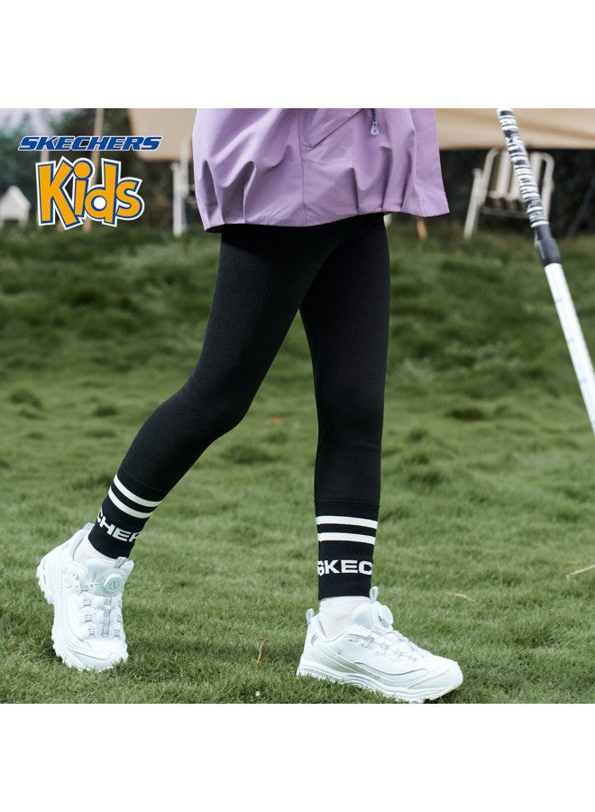 Skechers Girls' Leggings Winter Kids' Letter Patchwork Leggings Carbon Black Size 150 - Image 1