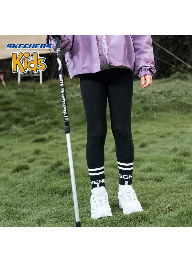 Skechers Girls' Leggings Winter Kids' Letter Patchwork Leggings Carbon Black Size 150 - Image 2