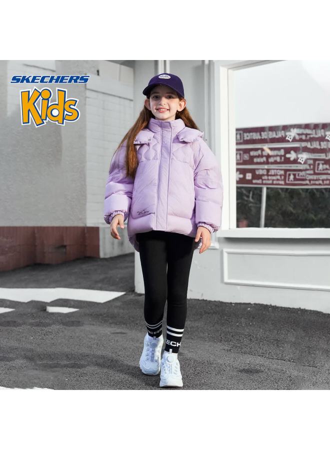 Skechers Girls' Leggings Winter Kids' Letter Patchwork Leggings Carbon Black Size 150 - Image 4