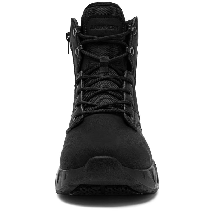 LARNMERN Non Slip Mens Boots Slip Resistant Work Shoes Sole-Cushion Side Zipper Comfort Botas Militares Hombre Zapatos de Trabajo Black 12 - Image 4