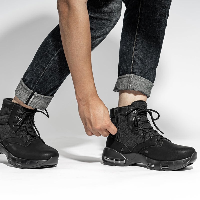 LARNMERN Non Slip Mens Boots Slip Resistant Work Shoes Sole-Cushion Side Zipper Comfort Botas Militares Hombre Zapatos de Trabajo Black 12 - Image 3