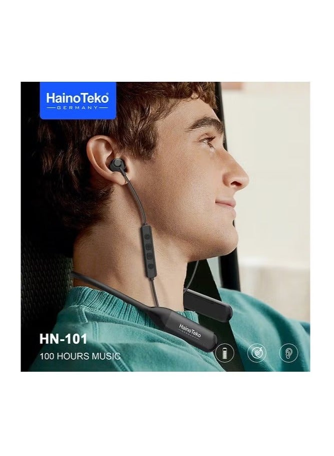 HainoTeko HN110 Bluetooth Neckband Earphones with 110 Hours Battery Wireless Bluetooth 5.3 High Bass Sound Super Clear Mic Noise Canceling In Ear Headphones Sports Earphones Neckband with TF Card Handsfree Wireless Earbuds for Calling German Quality Rechargeable Best Budget Earphones  - Image 3