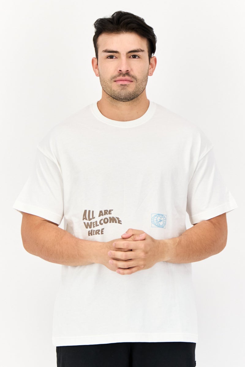 Reebok Men Sportswear Fit Short Sleeve Training T-Shirt, White - Image 1