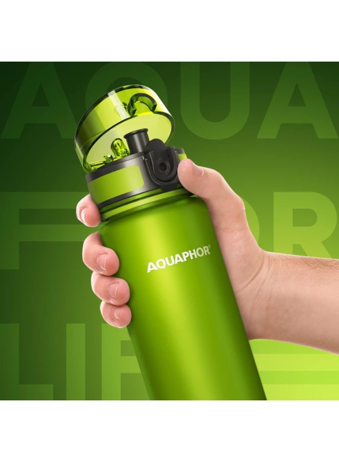 Aquaphor City Bottle 500ml Green | Travel Water Bottle with Activated Carbon Filter | Filters Chlorine & Impurities | Made of Tritan & BPA-Free | Stay Hydrated On the Go!  - Image 2