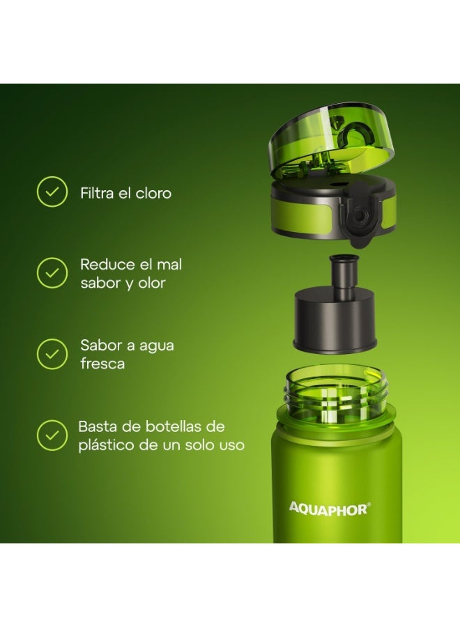 Aquaphor City Bottle 500ml Green | Travel Water Bottle with Activated Carbon Filter | Filters Chlorine & Impurities | Made of Tritan & BPA-Free | Stay Hydrated On the Go!  - Image 4