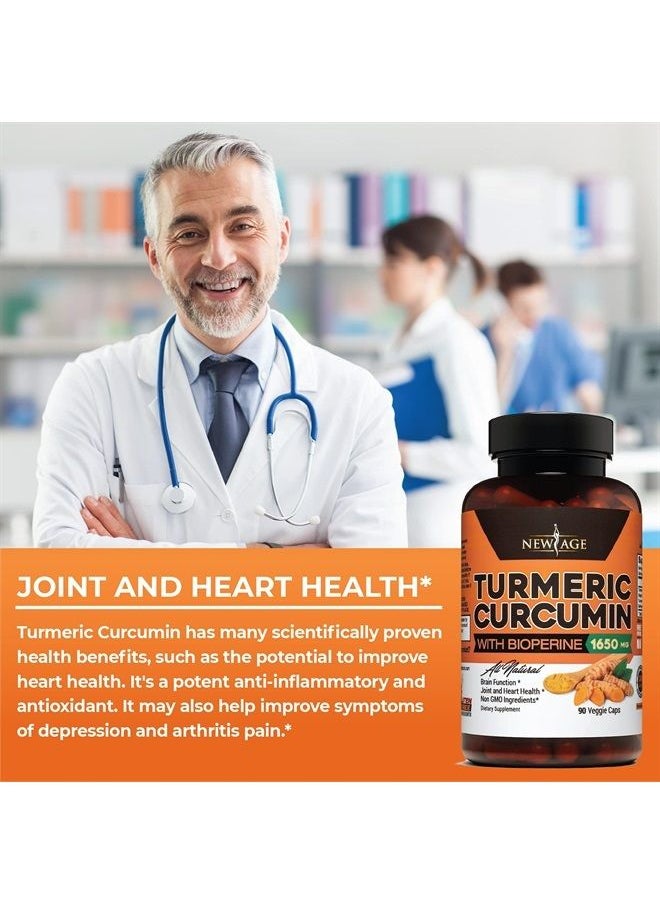 New Age - Turmeric Curcumin with Bioperine Capsules - Natural Joint & Healthy Overall Support with 95% Standardized Curcuminoids - Non-GMO, Gluten Free 180 Count (Pack of 2) - Image 1