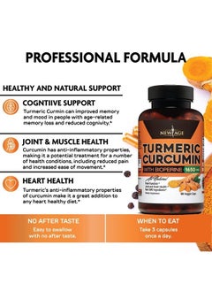 New Age Turmeric Curcumin with Bioperine Capsules - Natural Joint & Healthy Overall Support with 95% Standardized Curcuminoids - Non-GMO, Gluten Free 180 Count (Pack of 2)  - Image 5