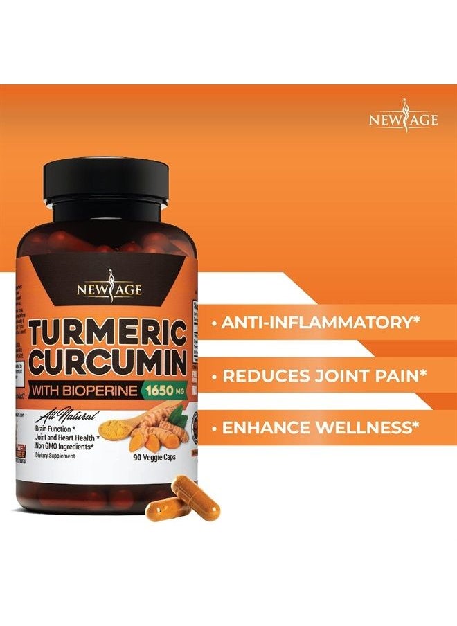 New Age - Turmeric Curcumin with Bioperine Capsules - Natural Joint & Healthy Overall Support with 95% Standardized Curcuminoids - Non-GMO, Gluten Free 180 Count (Pack of 2) - Image 1