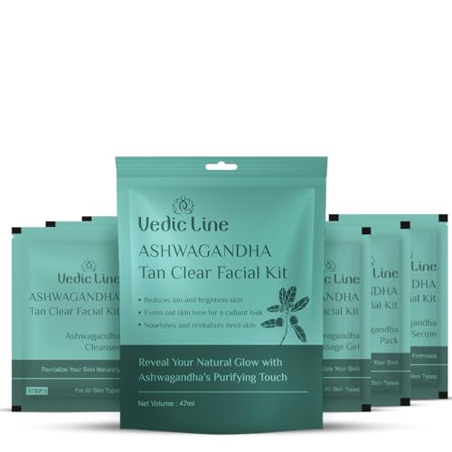 Vedic Line Vedicline Ashwagandha Tan Clear Facial Kit | Enriched with Dragon Fruit Extract & Niacinamide | Brightens Skin, Reduces Tan, and Improves Texture | Perfect for All Skin Types, (Pack of 2) 47*2ml - Image 1