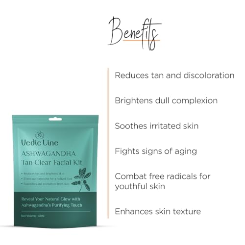 Vedic Line Vedicline Ashwagandha Tan Clear Facial Kit | Enriched with Dragon Fruit Extract & Niacinamide | Brightens Skin, Reduces Tan, and Improves Texture | Perfect for All Skin Types, (Pack of 2) 47*2ml - Image 2