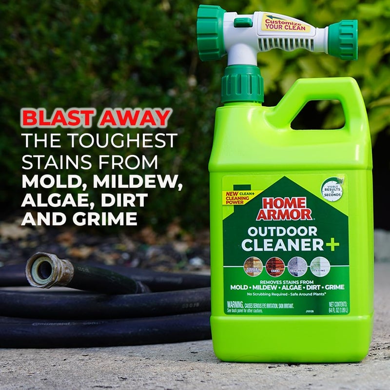 Home Armor Outdoor Cleaner+, 64 oz., Remove Stains from Mold, Mildew, Algae, Dirt and Grime for Visible Results in Seconds, No Scrubbing Required, Plant Safe When Used as Directed - Image 2