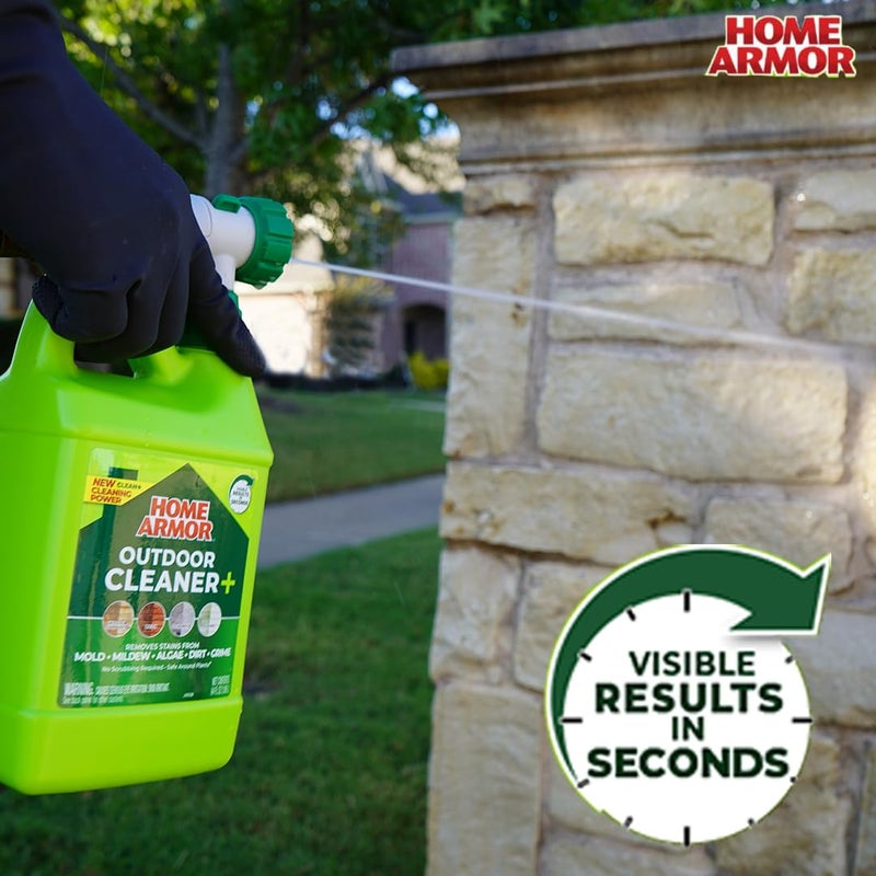 Home Armor Outdoor Cleaner+, 64 oz., Remove Stains from Mold, Mildew, Algae, Dirt and Grime for Visible Results in Seconds, No Scrubbing Required, Plant Safe When Used as Directed - Image 5