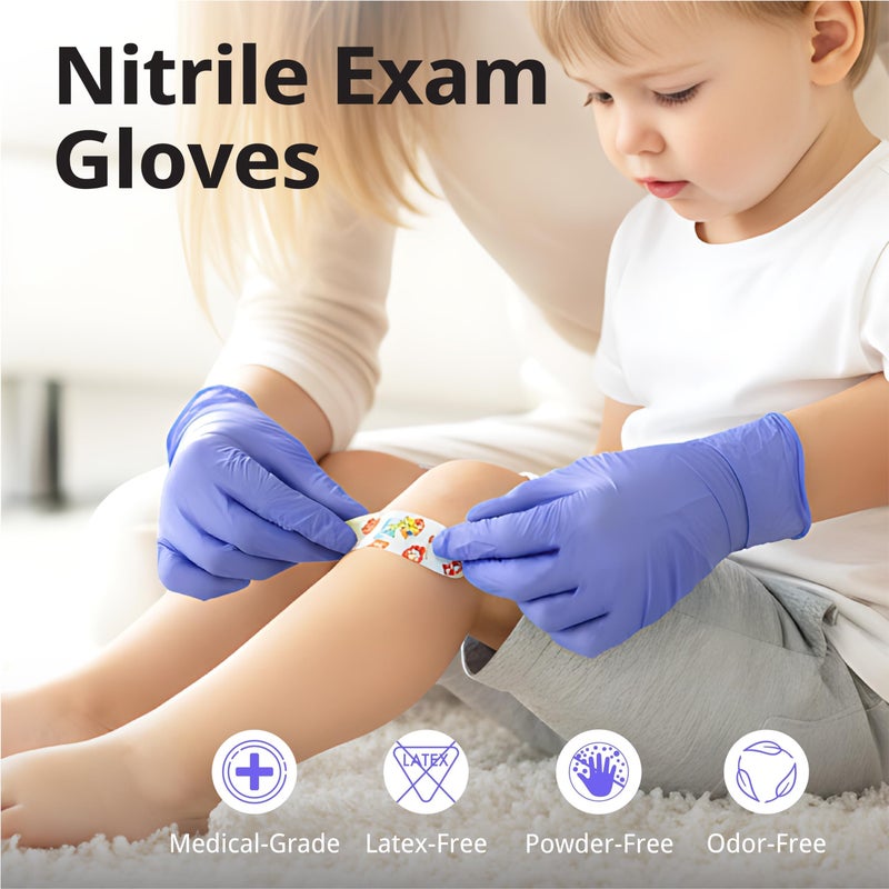 SwiftGrip Disposable Nitrile Exam Gloves, 3mil, Medium, Box of 100, Violet Nitrile Gloves Disposable Latex Free for Medical, Cleaning, Cooking & Esthetician, Food-Safe, Powder-Free, Purple - Image 5