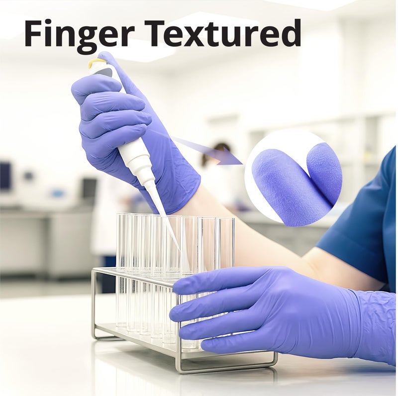 SwiftGrip Disposable Nitrile Exam Gloves, 3mil, Medium, Box of 100, Violet Nitrile Gloves Disposable Latex Free for Medical, Cleaning, Cooking & Esthetician, Food-Safe, Powder-Free, Purple - Image 2