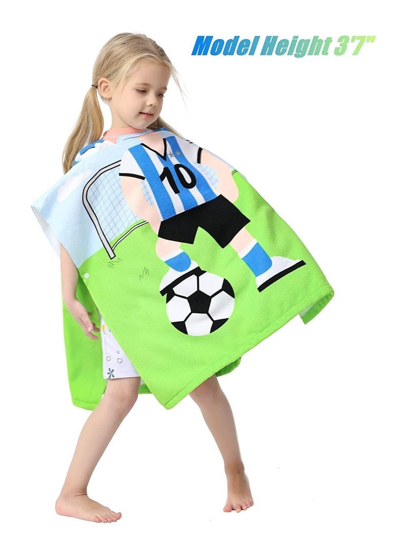 Kids Bath Towel for 1-6 Years Toddler, 1Pcs Hooded Towel, Microfiber Super Soft Robe Poncho Bathrobe, Boys Girls Swimming Beach Holiday Water Playing Pool Coverups (Soccer Kid) - Image 4