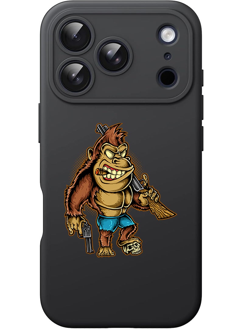 Theodor Protective Slim Fit Case Liquid Silicone Cover with Full Body Protection Anti-Scratch Shockproof Case For Apple iPhone 17 Pro (Black) Killer kong - Image 1