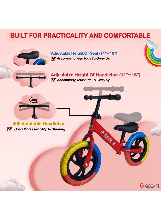 GOCART WITH G LOGO GOCART WITH G LOGO Kids Training Bicycle Without Pedal for 1.5 to 3 Year Old Kids (RED(Multicolour MAG Wheel)) - Image 4