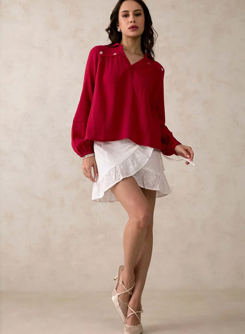 Virgio VIRGIO 100% Cotton Highlow Top With Puff Sleeves