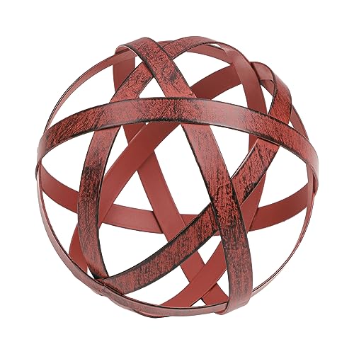 Everydecor Metal Decorative Sphere for Home Decor - Decorative Balls for Shelves, Centerpiece Bowls, Bookshelf - Decoration Orbs Accents for Living Room, Bedroom - Distressed Red Shelf Spheres - Image 1