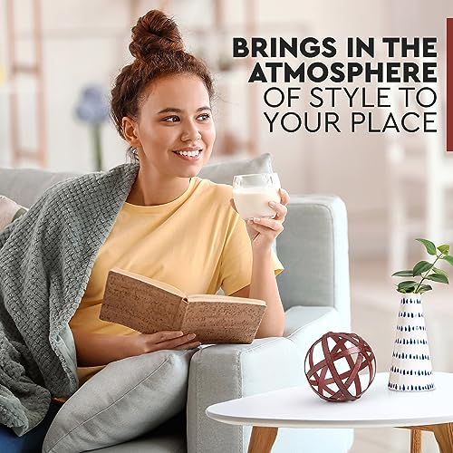 Everydecor Metal Decorative Sphere for Home Decor - Decorative Balls for Shelves, Centerpiece Bowls, Bookshelf - Decoration Orbs Accents for Living Room, Bedroom - Distressed Red Shelf Spheres - Image 2