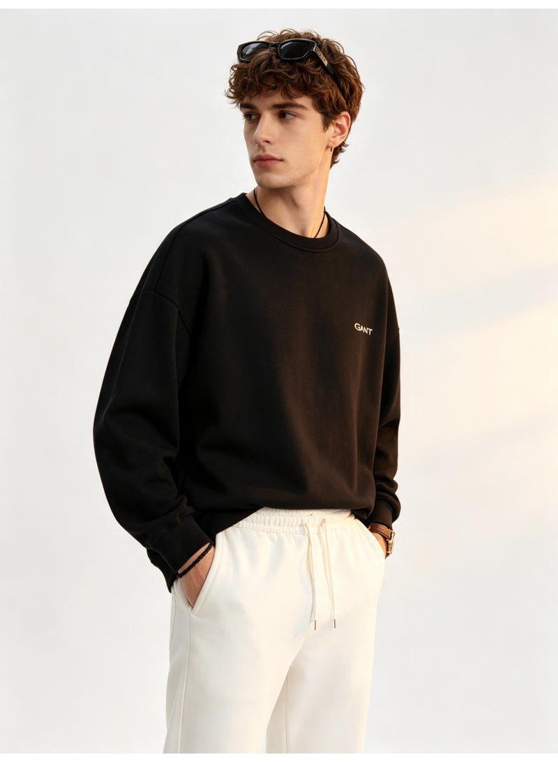 GANT Men's and Women's Crew Neck Sweatshirt, Casual Long Sleeve Pullover, Black - Image 3
