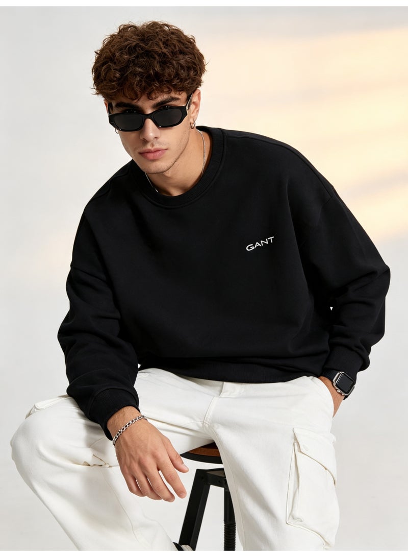 GANT Men's and Women's Crew Neck Sweatshirt, Casual Long Sleeve Pullover, Black - Image 4