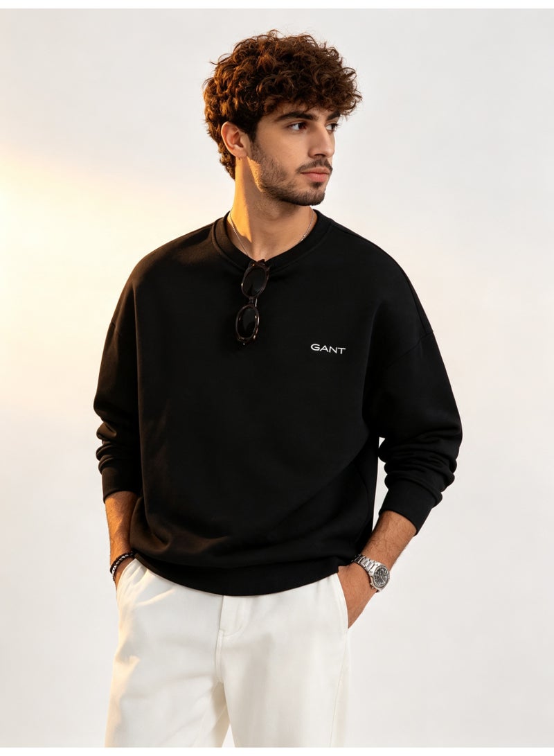 GANT Men's and Women's Crew Neck Sweatshirt, Casual Long Sleeve Pullover, Black - Image 1
