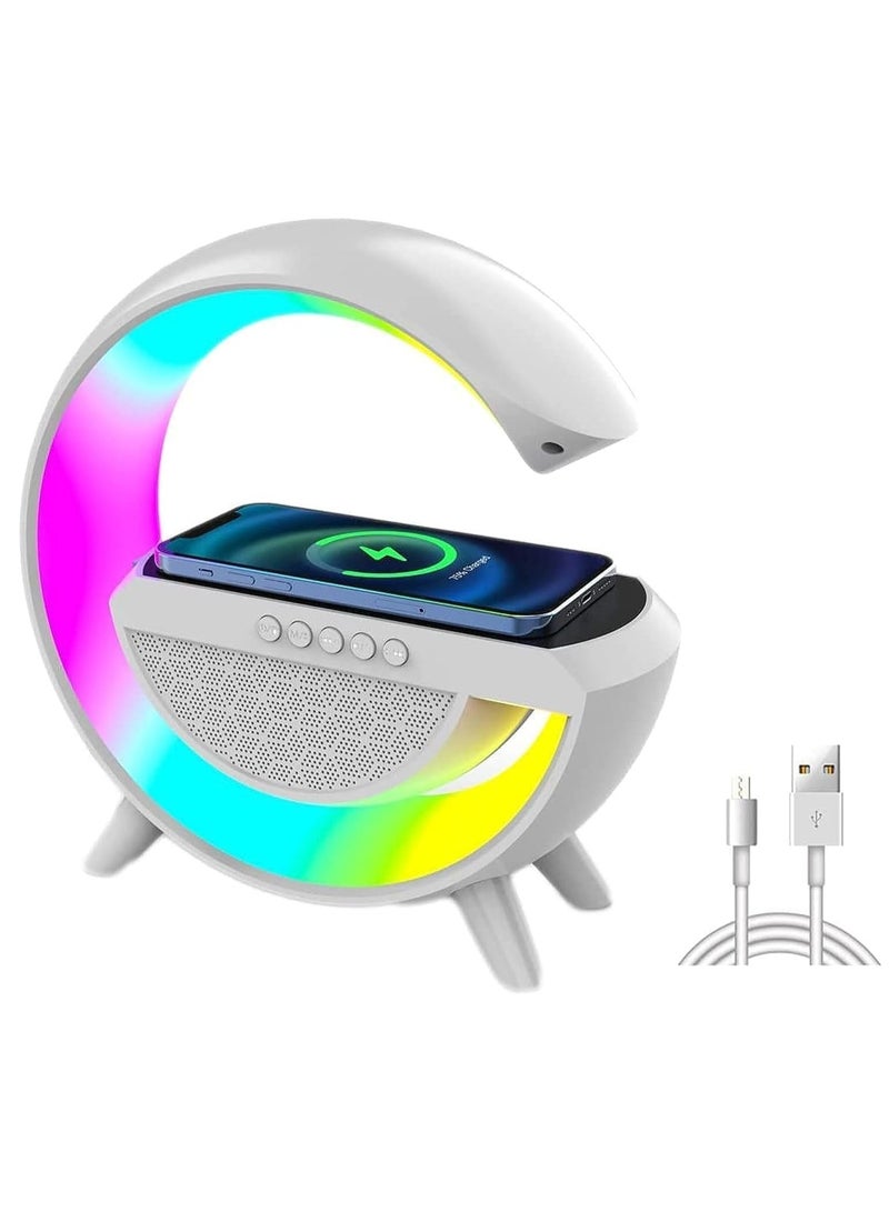 DubaiGallery RGB Atmosphere Lamp,Color Changing Mood Light with Wireless Charger, 3 In 1 Dimmable Night Light with with Alarm Clock, Bluetooth Speaker,15w Fast Charger and APP Control for Bedroom, Party - Image 1