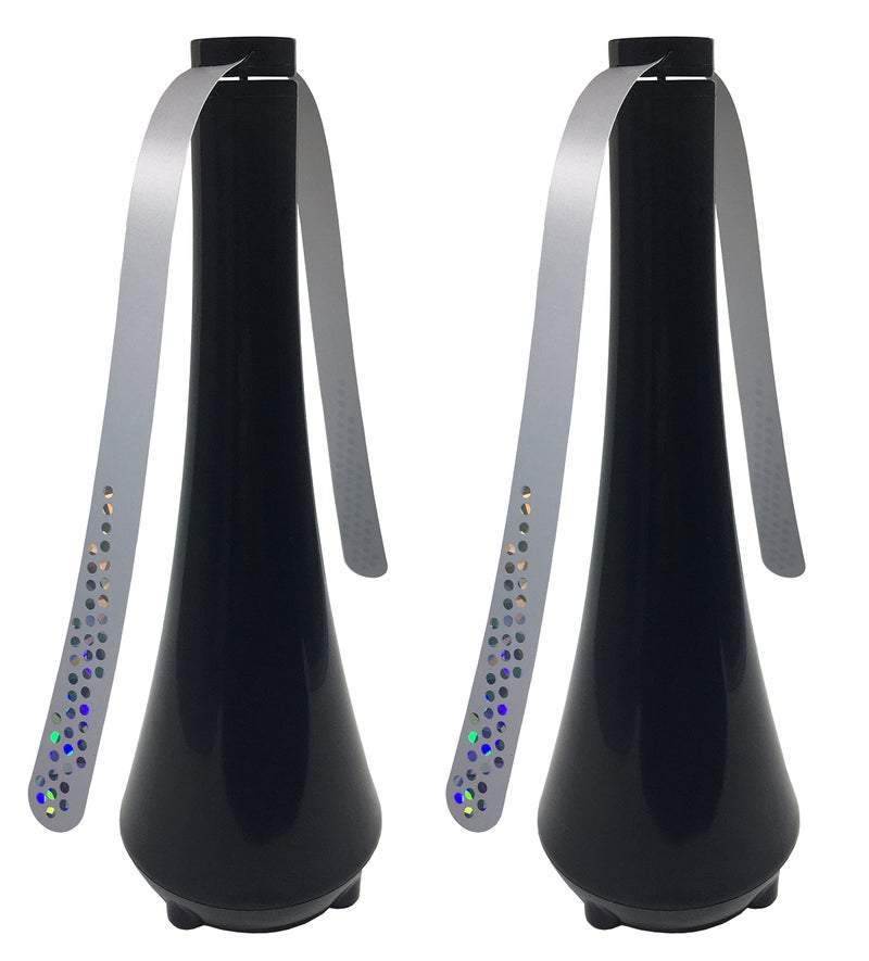 PATIOSIR Fly Swatter for Outside/Inside Meal, Picnic, Barbeque, Events - Battery Operated Food Spinning Fan (Black Color, 2pcs) - Image 1