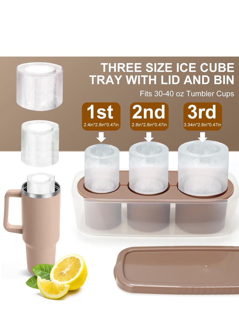 Generic - Ice Cube Tray for Stanley Cup Silicone Ice Cube Maker With Lid for 30-40oz Tumbler for Chilling Drinks Coffee Easy Fill and Release Ice Maker BPA Free (Brown) - Image 1