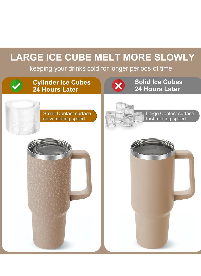 Generic - Ice Cube Tray for Stanley Cup Silicone Ice Cube Maker With Lid for 30-40oz Tumbler for Chilling Drinks Coffee Easy Fill and Release Ice Maker BPA Free (Brown) - Image 1