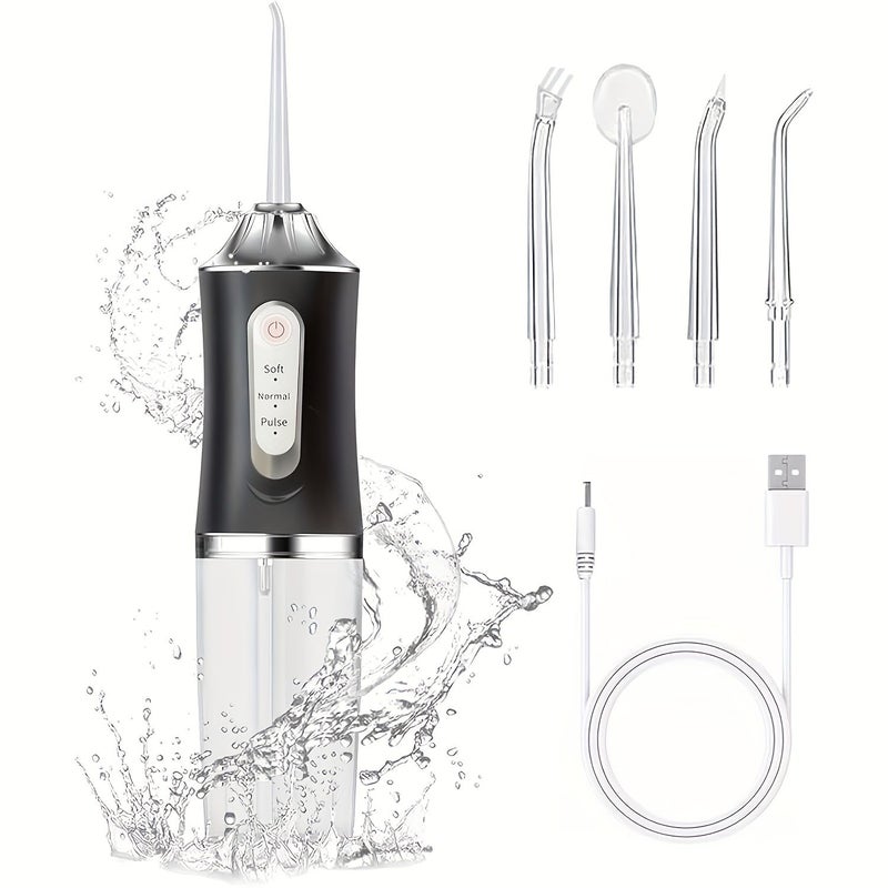 White Rechargeable Electric Water Flosser with Multiple Rotating Nozzles - Image 3