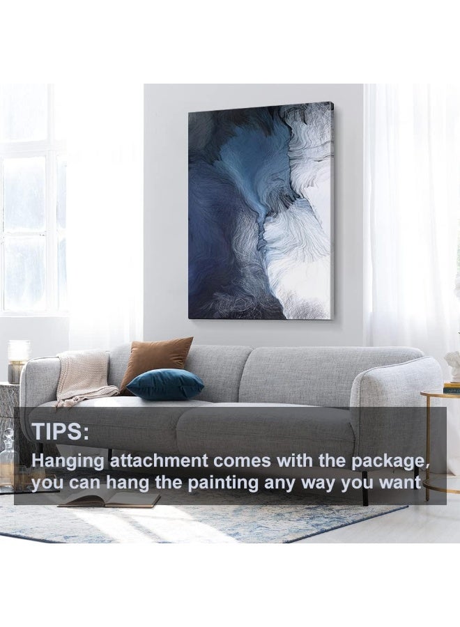 gaosoul Canvas Wall Art Abstract Art Paintings Navy Blue Block and Line Graffiti - Image 4