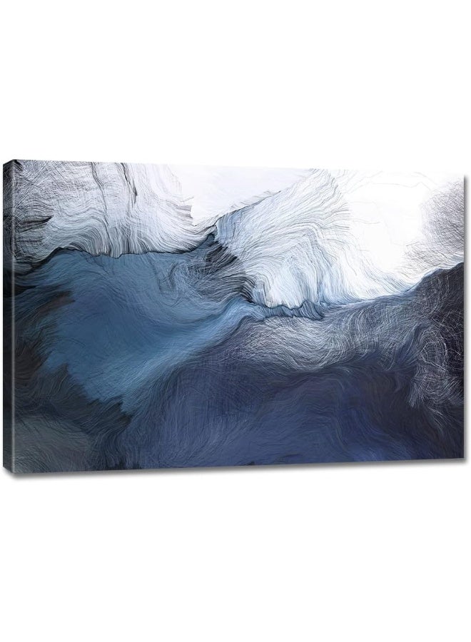 gaosoul Canvas Wall Art Abstract Art Paintings Navy Blue Block and Line Graffiti - Image 1